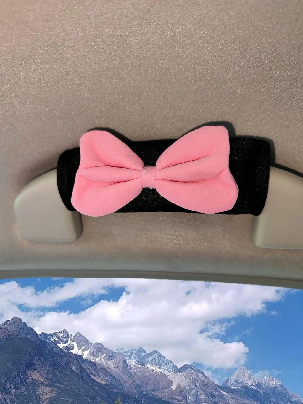 Soft Pink Bowknot Car Door Handle Cover Sleeve, Universal Interior Decor Accessory