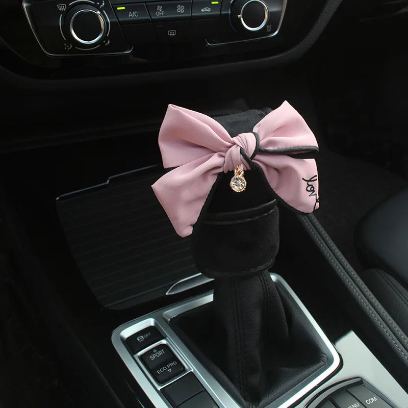 Plush Bow Rearview Mirror & Matching Accessories