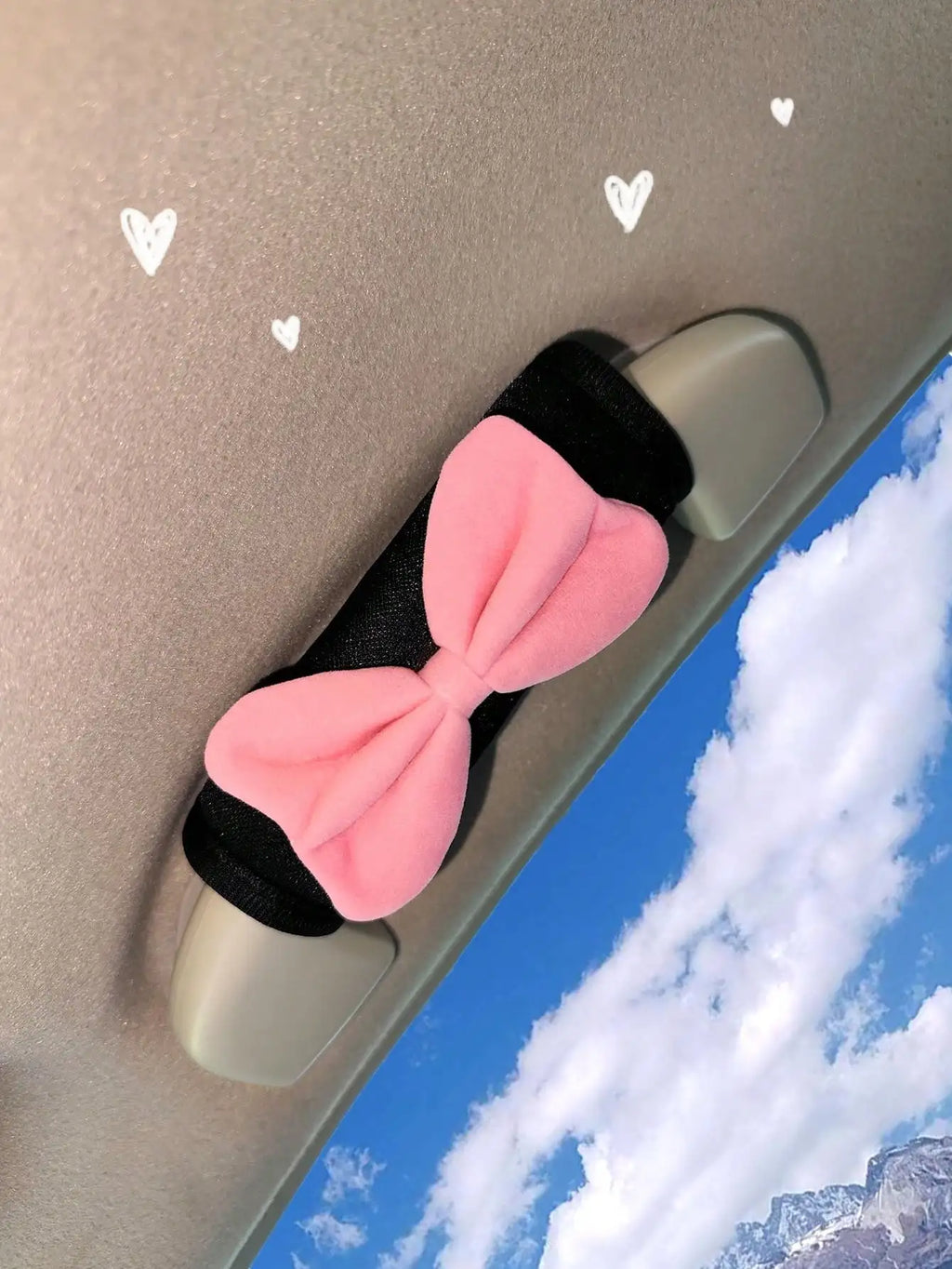 Soft Pink Bowknot Car Door Handle Cover Sleeve, Universal Interior Decor Accessory