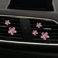 5pc Rhinestone Pink Flower Vent Clip