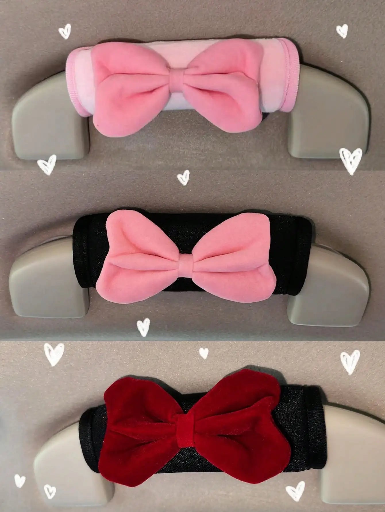 Soft Pink Bowknot Car Door Handle Cover Sleeve, Universal Interior Decor Accessory