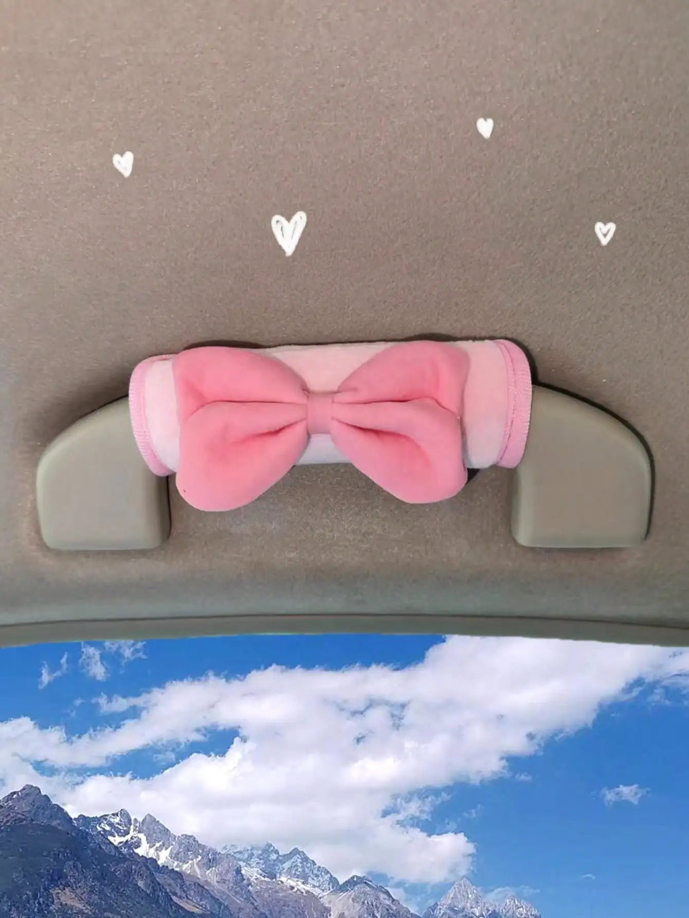 Soft Pink Bowknot Car Door Handle Cover Sleeve, Universal Interior Decor Accessory
