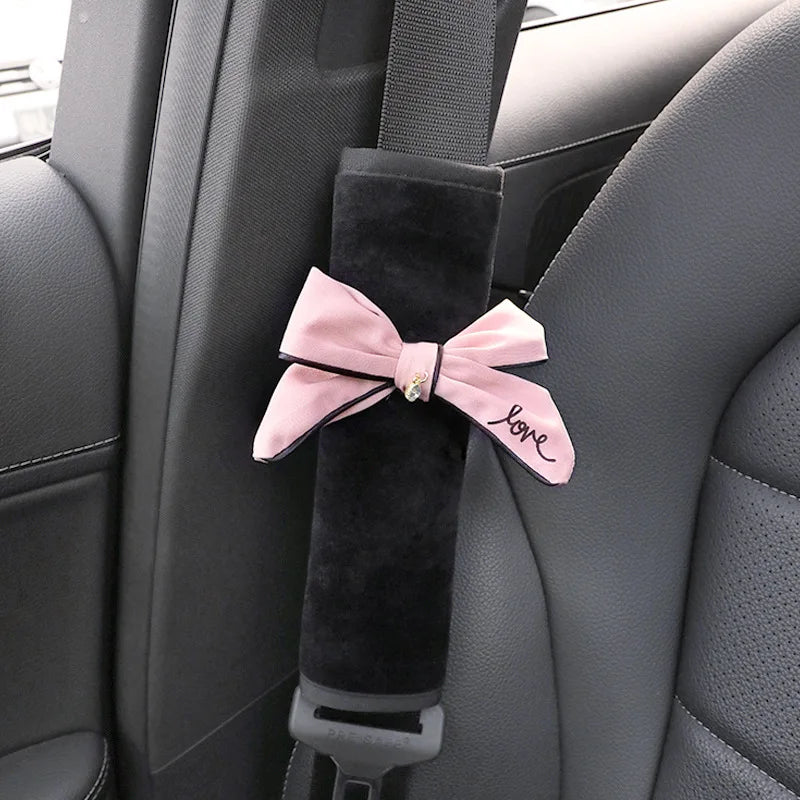 Plush Bow Rearview Mirror & Matching Accessories